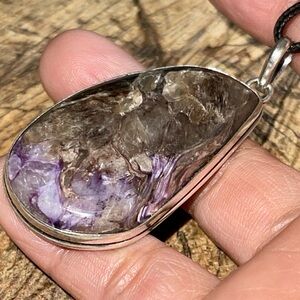 Purple Palm Stone Charoite Pendant 2 1/4”